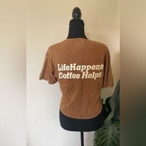 LifeHappens Coffee Helps Brown Graphic Tee